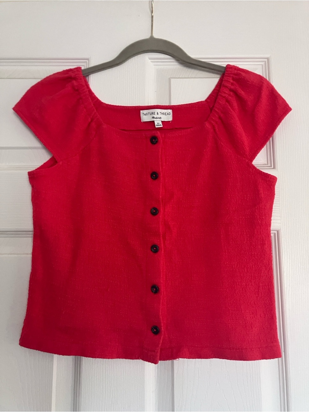 Madewell Bright Red Button-Front Top